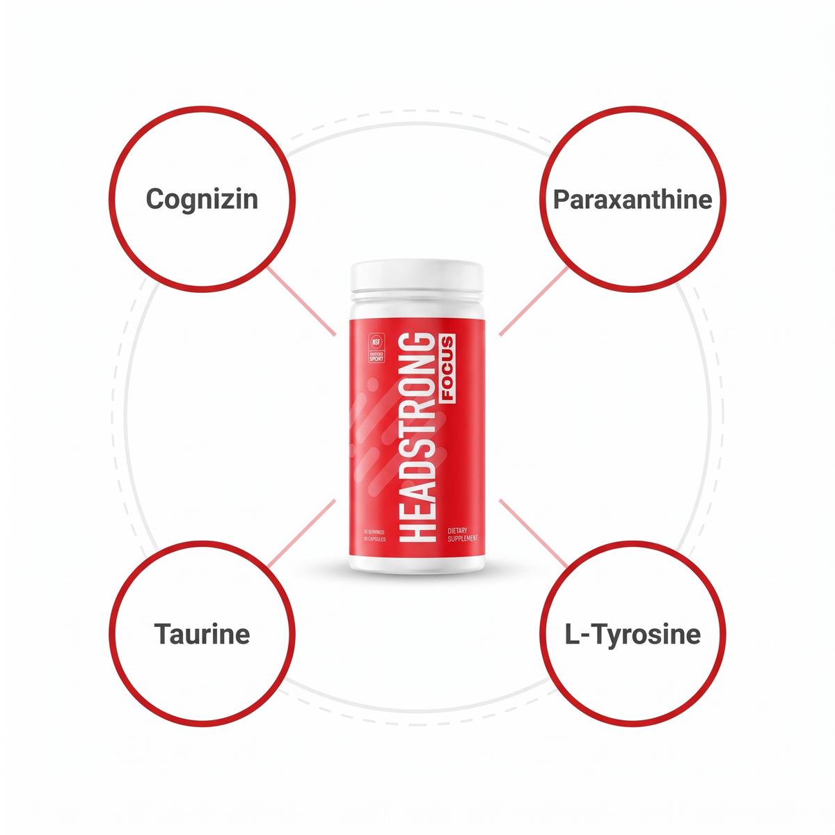 Headstrong FOCUS and its four ingredients: Cognizin citicoline, paraxanthine, taurine and L-tyrosine